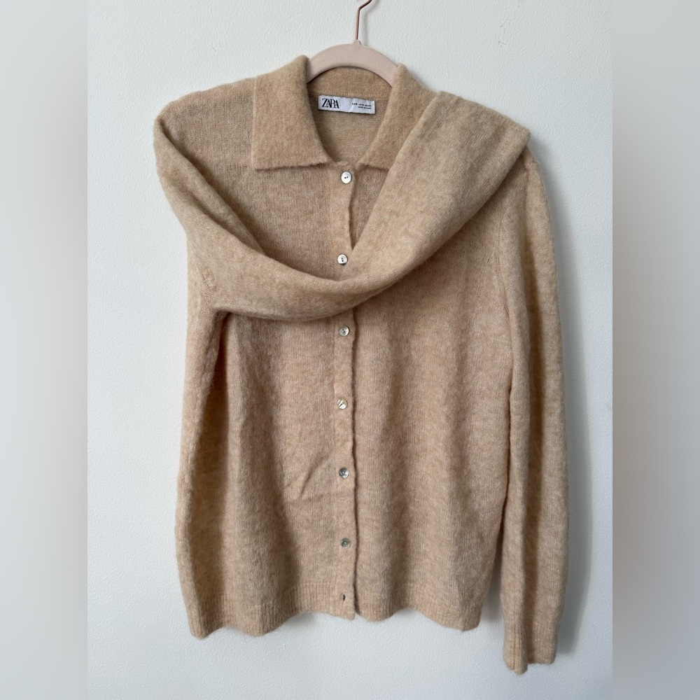 Zara Beige Wool Cardigan Size Small